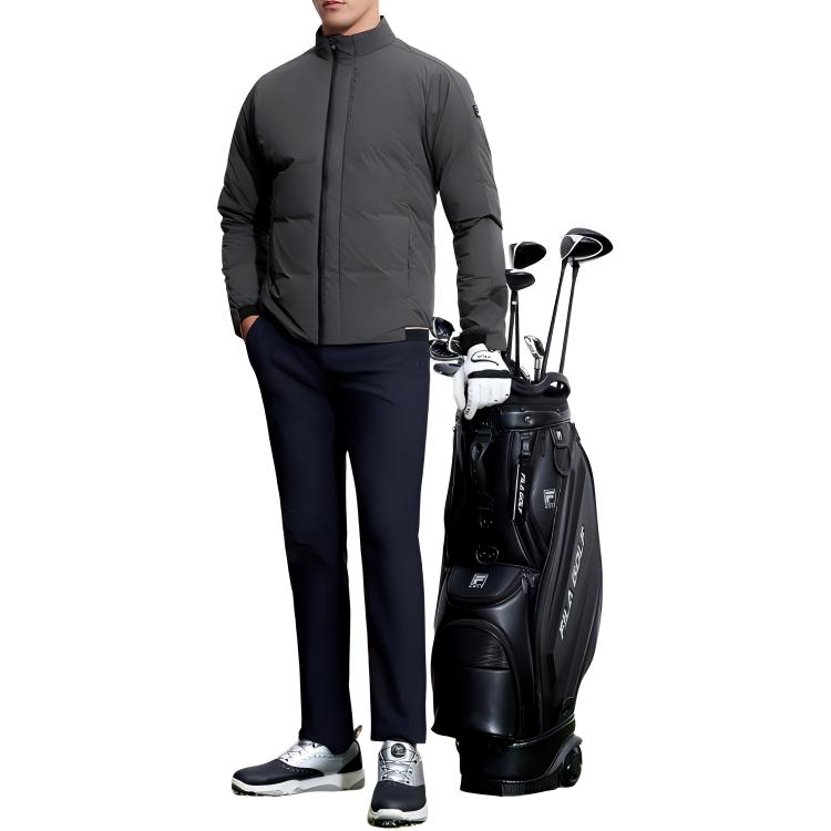 FILA 2023 Winter New Lightweight Down Jacket Golf Sports Basic Stand Collar Top Men Tops Black A11M345917F-BK