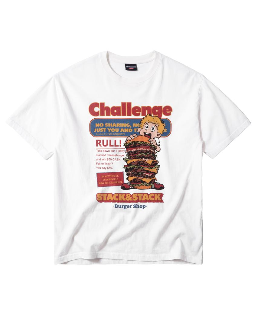 QT8 GARMENTS Lb Burger Challenge Washed Tee (Ivory)