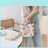 Adorable Japanese Peach Print Small Canvas Handbag Soft Mini Tote Bag For Daily Use