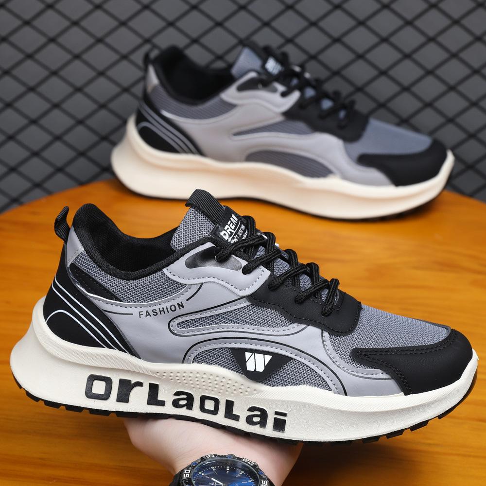 

Sports shoes summer breathable fly-woven shoes men s soft-soled casual mesh shoes trendy versatile youth running shoes 39 черный серый