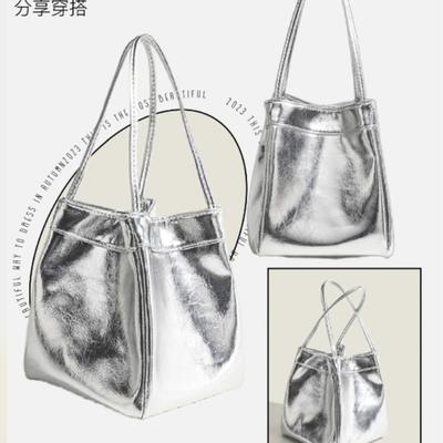 In Stock Bucket Bag High Gloss Dopamine Feel Handbag Trendy Dopamine Fashion Mirror Texture Handbag