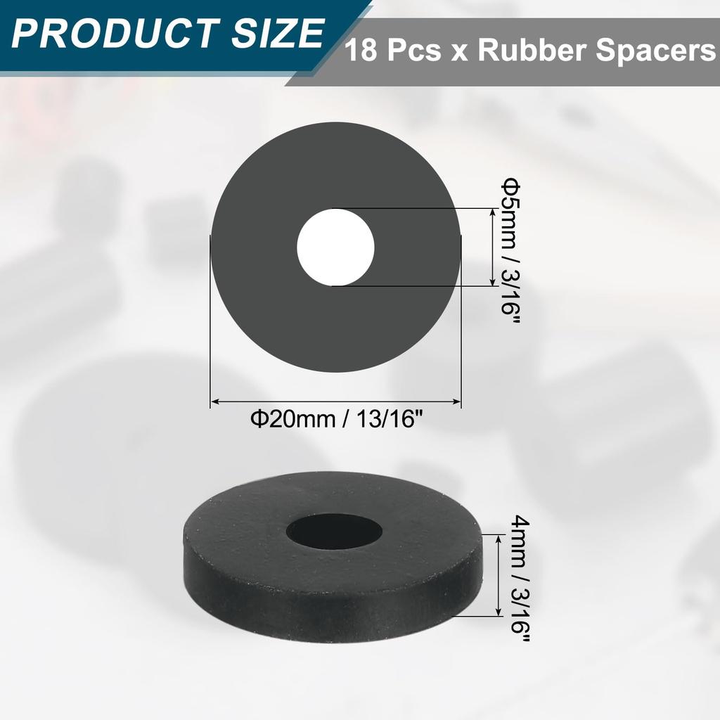 uxcell Rubber Spacer 18 Pieces Outer Diameter 20mm Inner Diameter