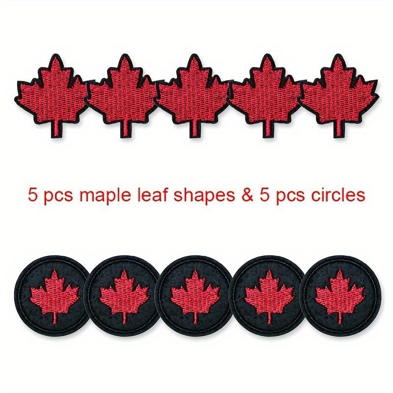 

10 шт. Мини-значок с вышивкой и наклейка в виде кленового листа черного и красного цвета - Подходит для украшения шляп, одежды, сумок, интересный подарок для друзей. 10pcs