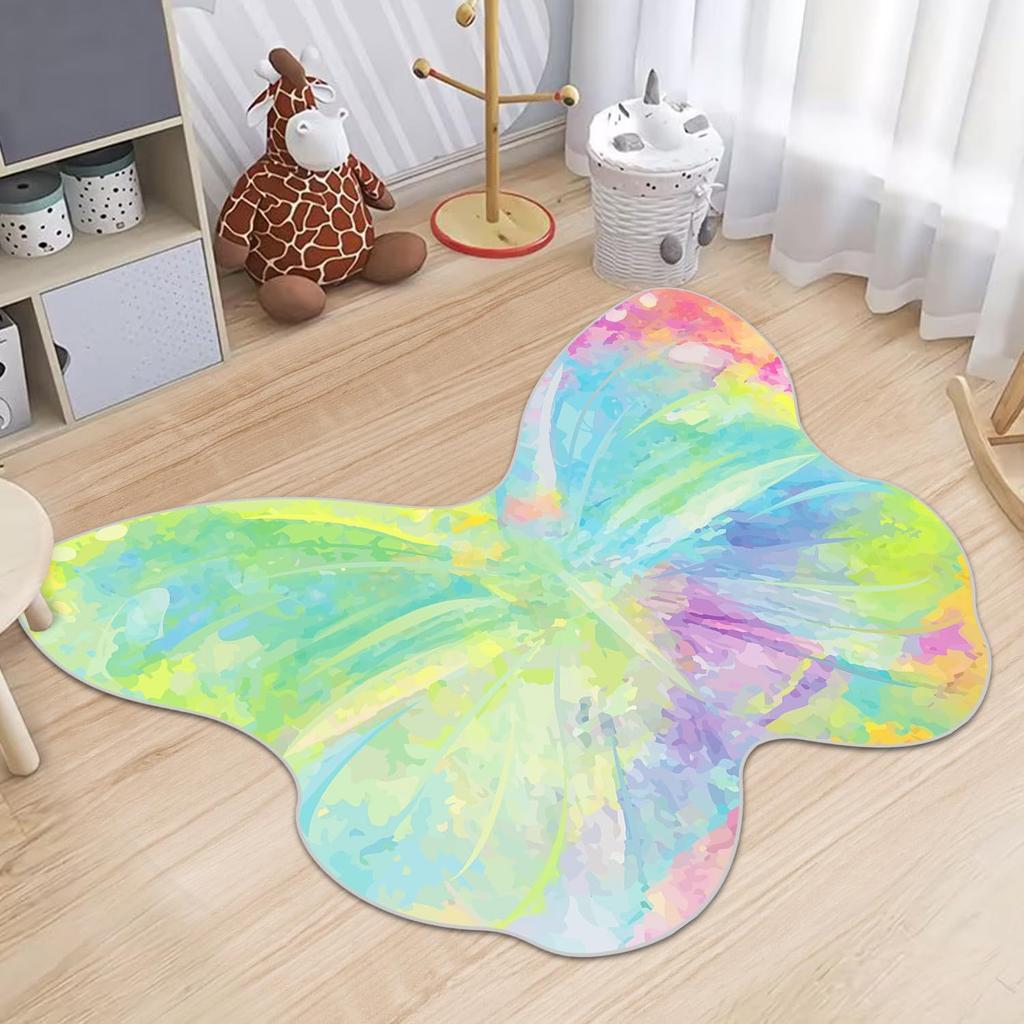 Colorful Butterfly Carpet Living Room Carpet Bathroom Mat Children's Bedroom Bedside Carpet