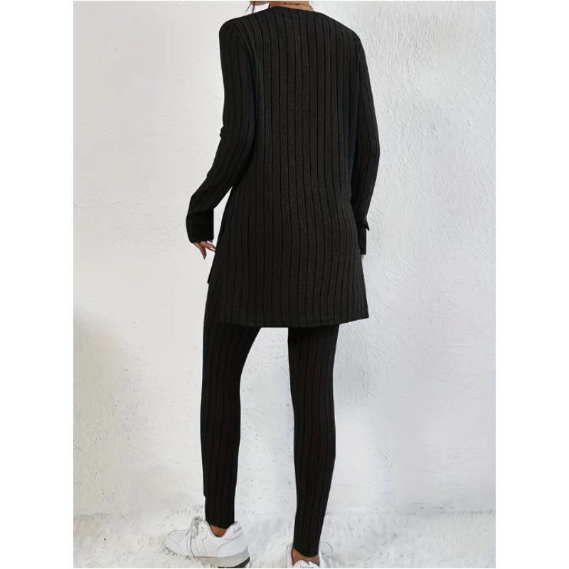 JKASHDK Damenmode Casual Frühling Herbst Einfarbig Druck Langarm O-Ausschnitt Hosen Hosen Anzüge