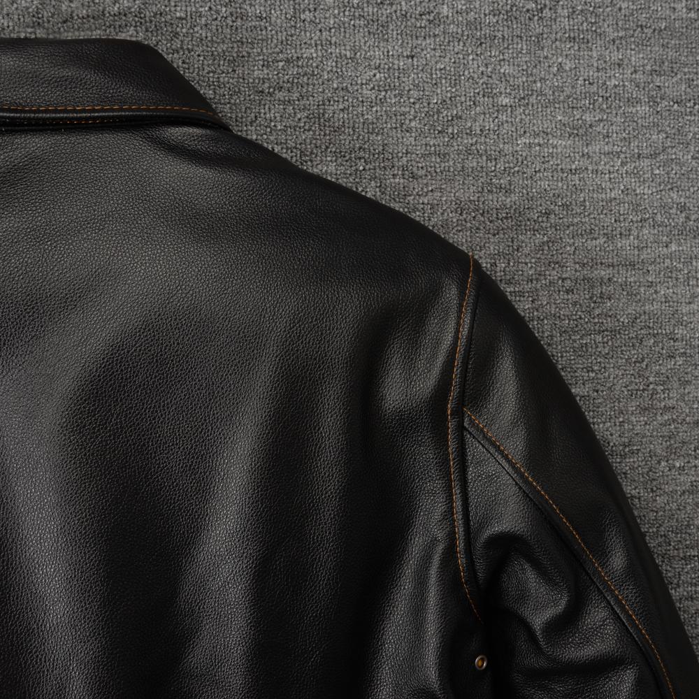 Black Brown Genuine Cow A2 Leather Jacket Men Real Cowhide Pilot Coat Air Force Flight Suits Spring Autumn