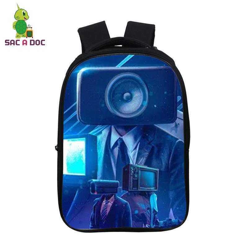 Skibidi Toilet Toilette Mann Schultasche 3D Vollfarbdruck Rucksack