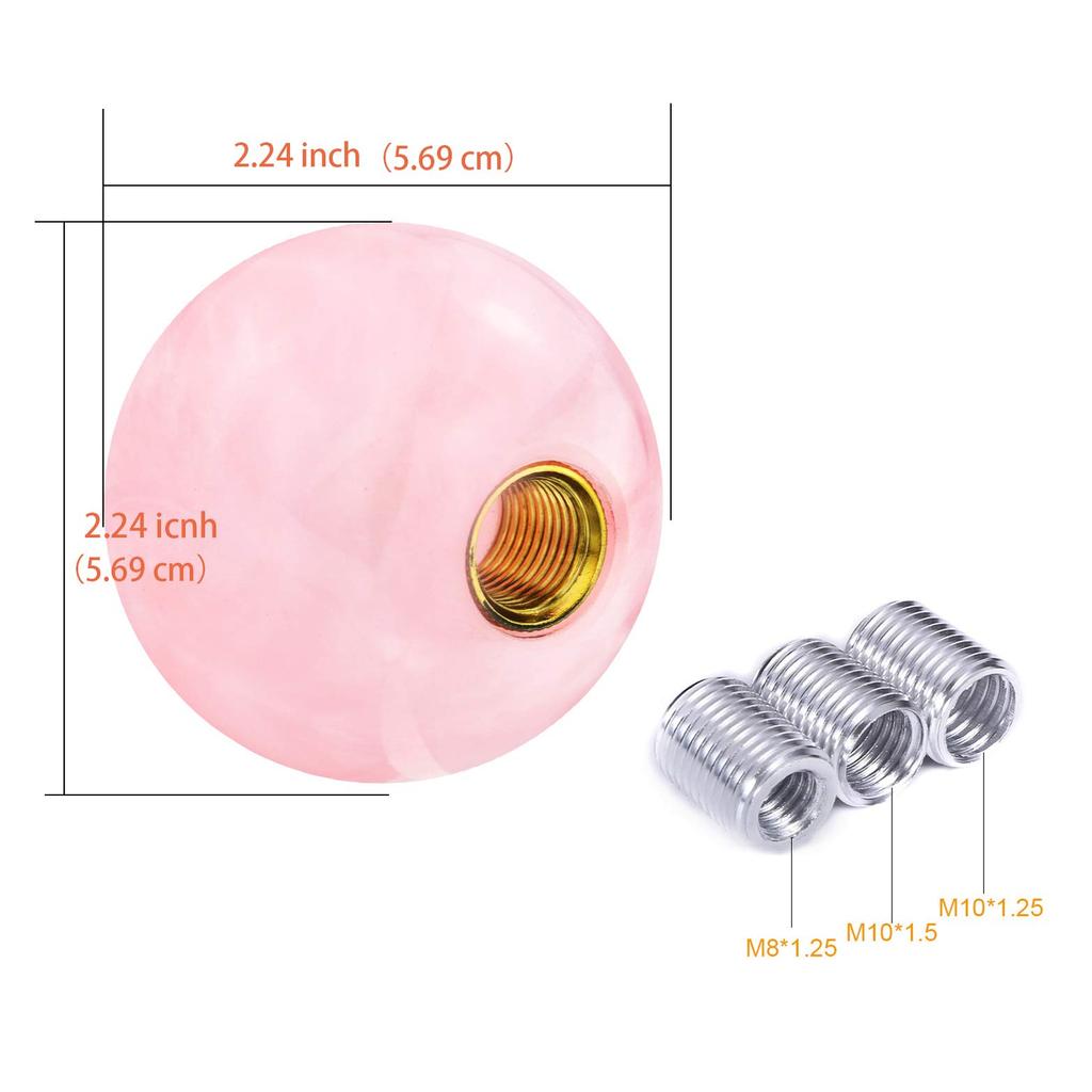 Arenbel Round Ball Shift Knob Car Gear Shift Stick Shifter Handle 2.25" Resin Pink