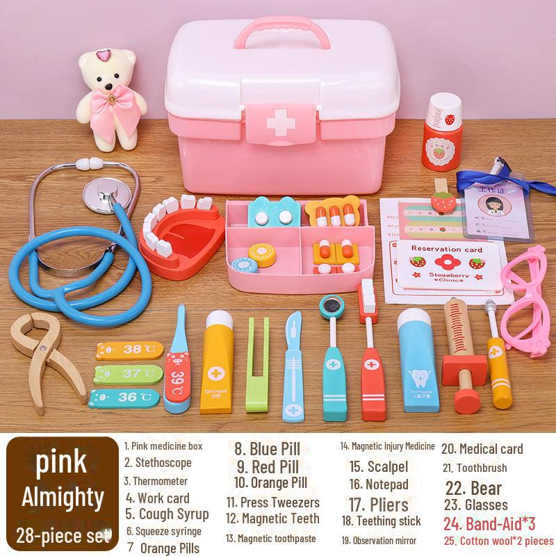 Wooden Children's Pretend Doctor & Nurse Medical Kit
