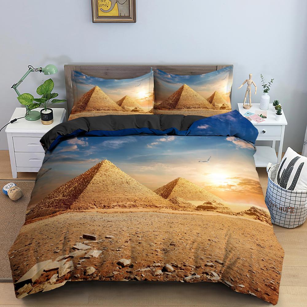 Comforter Ancient Egyptian Pyramids Bedding Set Classical Architecture Bedclothes King Twin Queen Double