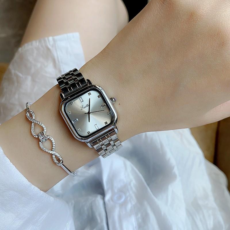 Fashion Women'S Watch Square Diamond Dial Temperament Stainless Steel Strap Personalized Watch Women'S Watch