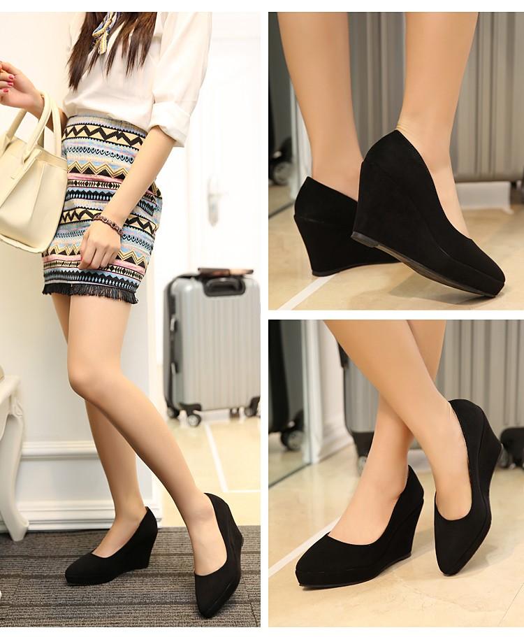 wedges heel shoes for women pointed toe slip on platform ladies high heel dress pumps work party dacning wedding shoes