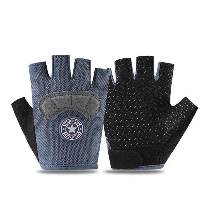 Autumn and winter children's half-finger gloves, velvet warm boys and girls, non-slip half-finger children, student sports riding