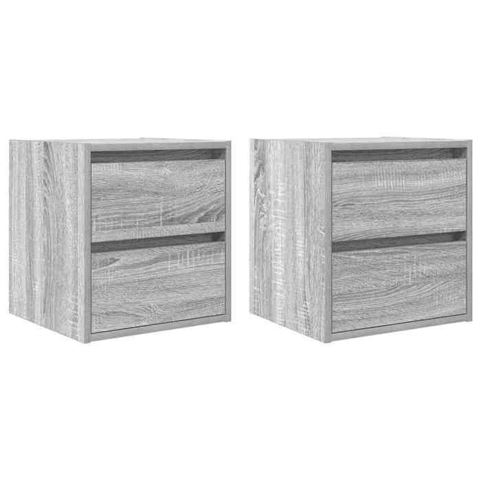 VidaXL Wall-mounted Bedside Tables 2 Pcs Sonoma Grey 38x34x40 Cm, Bedside Table, Bed Cabinet, Bedroom Side Table, 861258