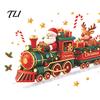 Christmas Window Clings Train Wall Sticker, Santa Claus Reindeer Decals, Self Adhesive Holiday Mural Murals, Removable PVC Art Decor for Home