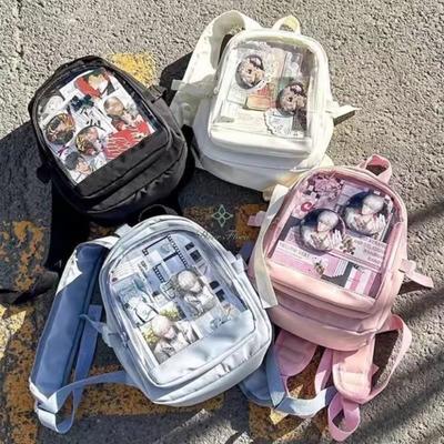 Y2K Roztomilý Mini Batoh Dámský Kawaii Ita Taška Sladká Dívka Průhledný Ruksak DIY Osobnostní Displej Kapsa Lolita Kabelka přes Rameno