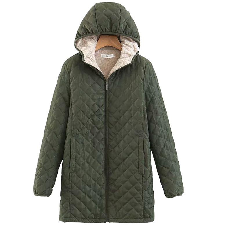 New stand-up collar medium and long loose light lamb wool cotton-padded coat women's coat