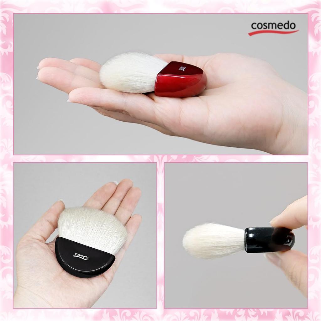 Makeup Brushes Cosmedo Kumano Brush Powder Brush with Simple Case Takumi's Fan-Shaped (Goat Hair) OG-01N-K