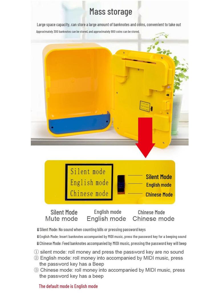 Children’s Mechanical Gear Piggy Bank with Automatic Bill Rolling, Password Lock, Music, and Card Reading Door