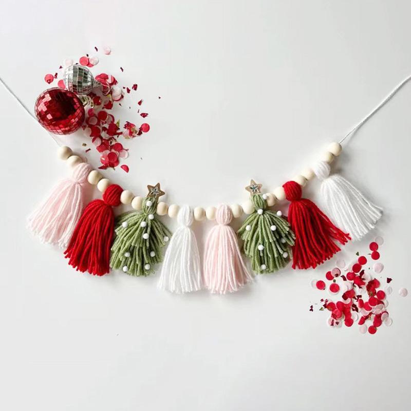 1Pc Colorful Adjustable Nordic Style Pendant Tassel Banner Christmas String