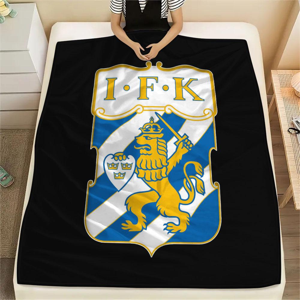 Coperta in Flanella Stampata IFK Goteborg, morbido plaid per camera da letto divano, lavabile, merchandising per tifosi di calcio, ottimo regalo.