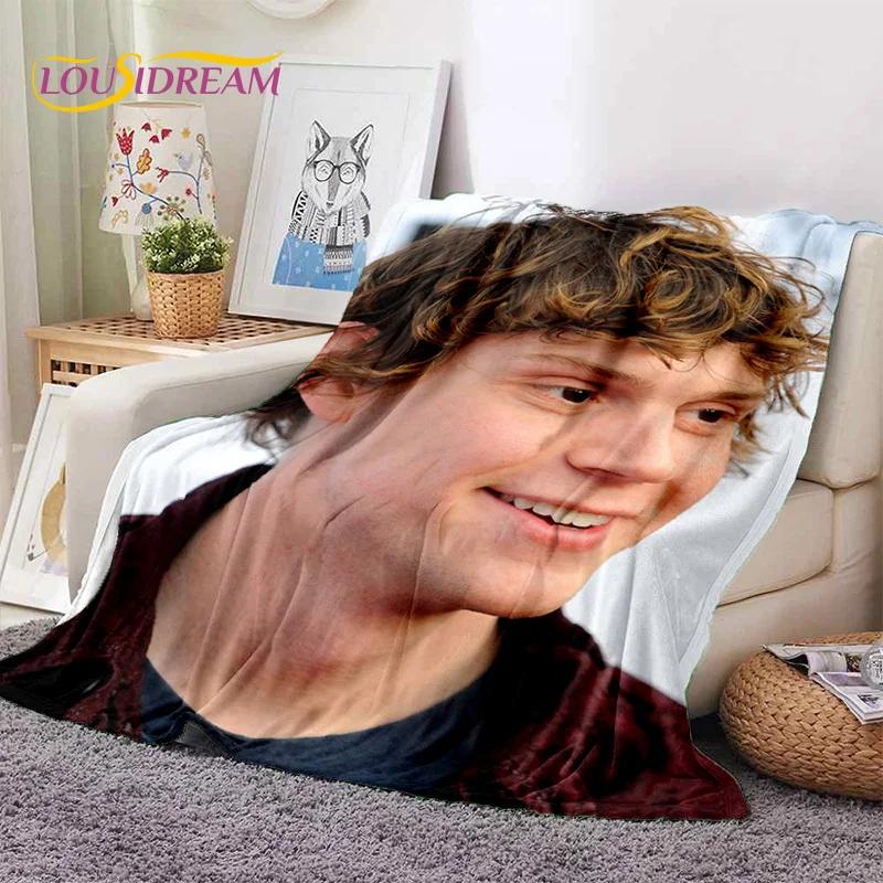 Latest Cute Evan Peters TV Actor Soft Flannel Blankets,Throw Blanket Comfortable Blanket for Picnic Beds Sofa Home Bedroom 013