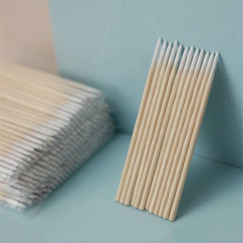 1 τσάντα Ξύλινα βαμβακερά μπουμπούκια Tips Μικρο βαμβακερές μπατονέτες μακιγιάζ Αυτιά Καθαριστικά ραβδιά καλλυντικά νύχια Εργαλεία επέκτασης βλεφαρίδων