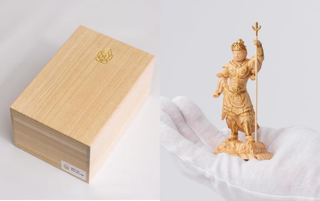 Tiny Doroashi 11cm Buddha Wood Buddha Statue Kenshin Tamonten Doroashi Bishamonten Buddha, Bishamonten, (wood Boxwood) - Statue, Figure, Carving,