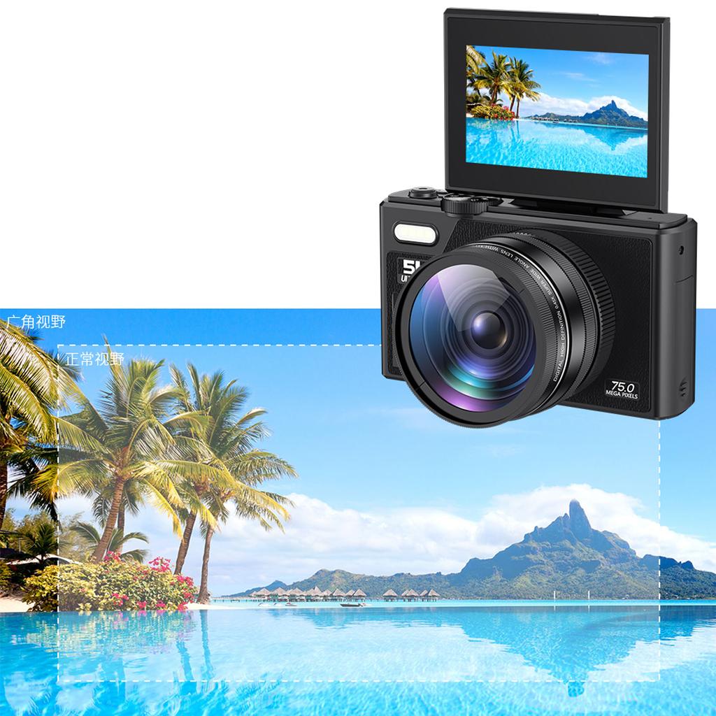 5K 75MP Mirrorless Camera 18X Zoom Auto Digital Camera Anti Shake with 3 Inch Screen Support 256GB Memory
