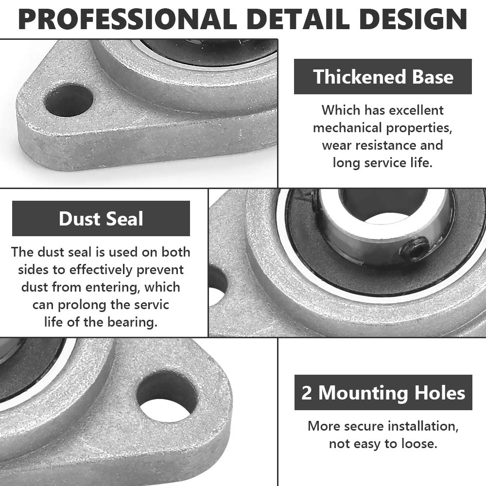20/1pc Zinc Alloy Pillow Block Bearing KP08 KFL08 8mm Inner Bore Shaft Bearings Bracket Self-Alignment Mounted Ball Bearings