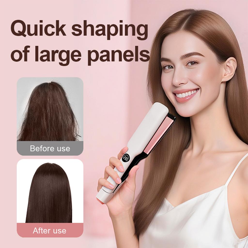 1/60W Fast Heating Hair Straightener With Oil Coating Wide Plates For Smooth Styling Frizzy Hair Care PTC Tech