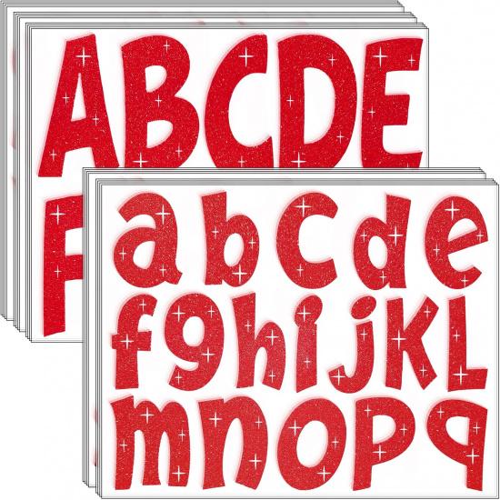 260 PCS Bulletin Board Letters 4 Inch Glitter Large Sticker Letters for Bulletin Board Self-Adhesive Alphabet Poster Board Letter for Classroom Home