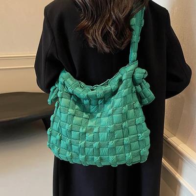 Geantă de umăr retro de mare capacitate pentru femei  nylon solid  fermoar  elegantă și minimalistă  genți crossbody versatile