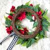 Natural Rattan Geranium Wreath 45cm Garland Plants Vine Spring Summer Front Door Wall Decor Artificial Flowers Rustic Wreaths
