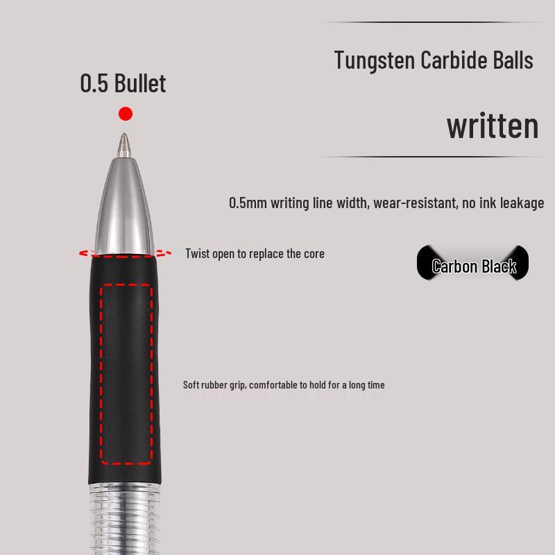 K35 Clickable Neutral Pen, Red/Black/Blue, Steel Nib, 0.5mm Bullet Tip, Signature/Office/Student Use.