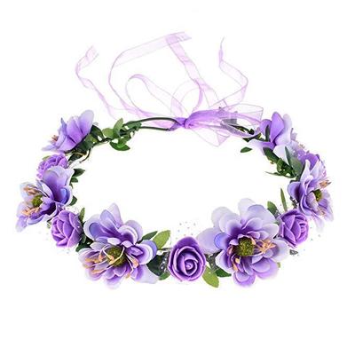 Adjustable Ribbon Rose Flower Crown Wreath for Weddings - European and American Style