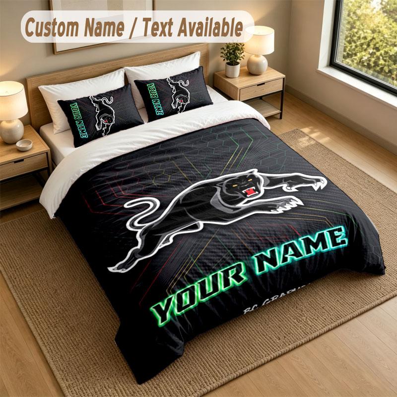 Bedding Set 1 Duvet Cover 2 Pillowcases Penrith Panthers Print Soft Bed Linen Bedroom Decor