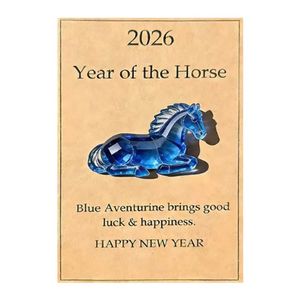 Hot With Card Lucky Crystal Horse Hand-Carved Mini Figurine Horse Size Decorative Gift Statue Crystal Mini Decor C7S5