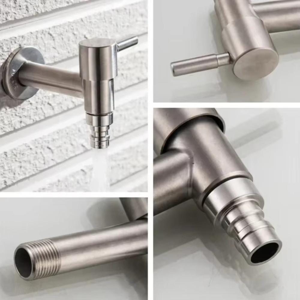 Wall Mounted Garden Bibcock 304 Stainless Steel Washbasin Water Tap Washing Machine Faucet Balcony