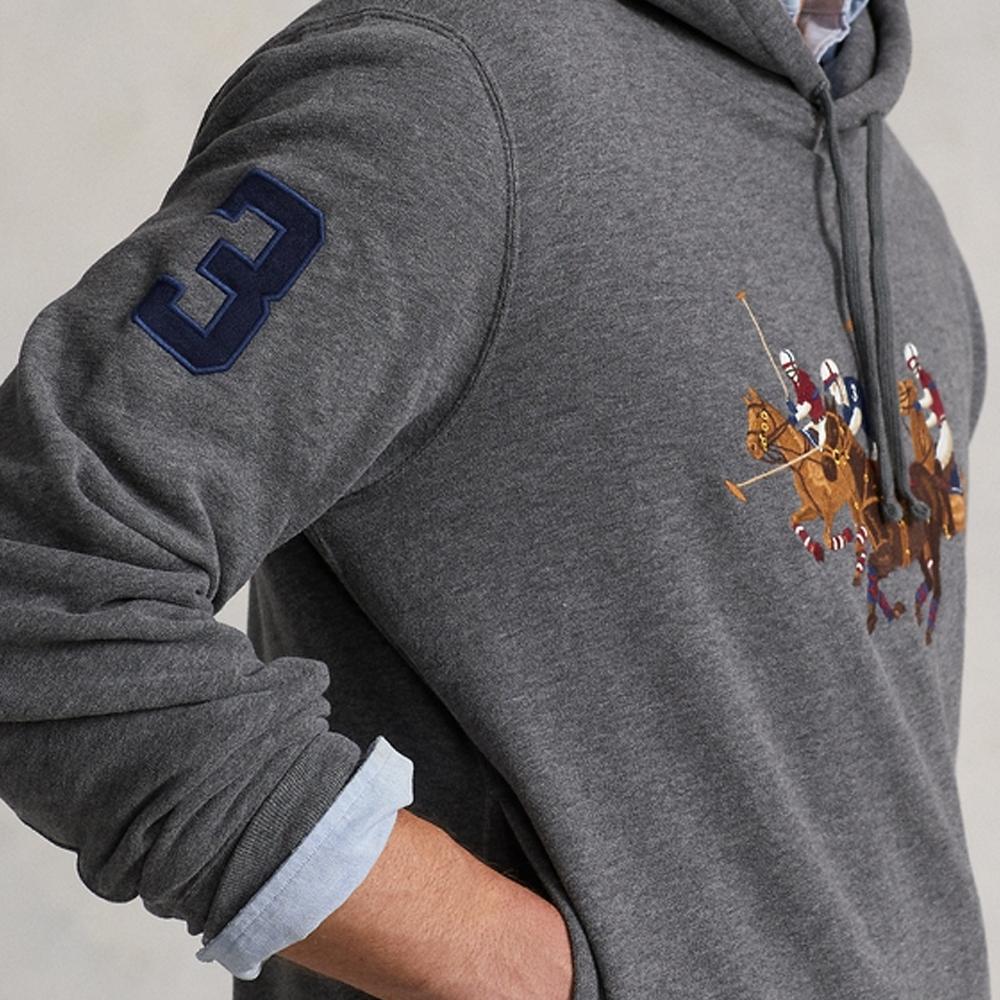 Polo Ralph Lauren FW22 Three Pony Hooded Drawstring Long Sleeve Sweatshirt Men sweatshirt Gray MNPOKNI16822189-020