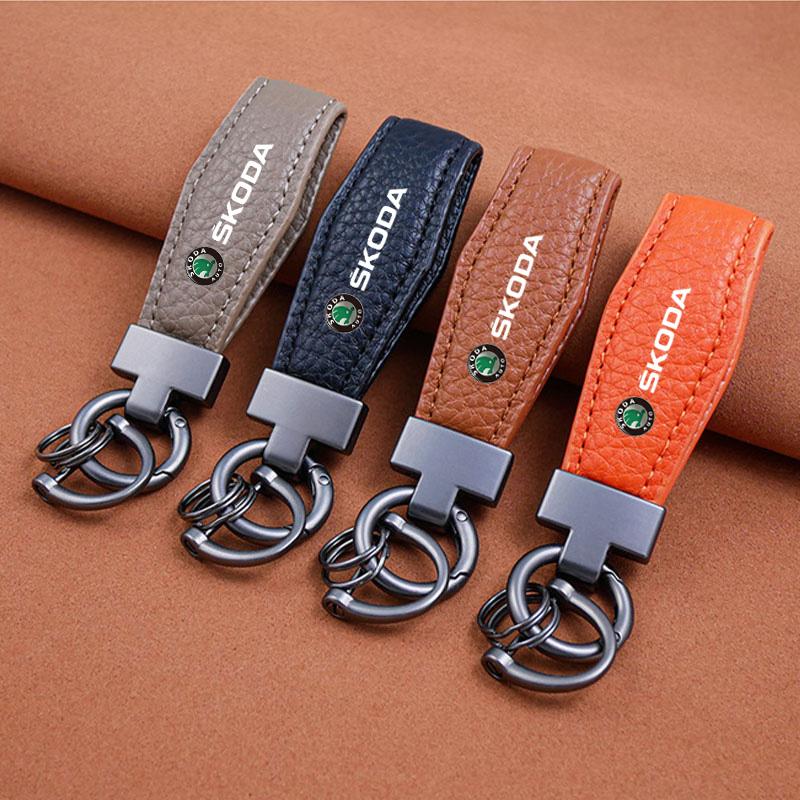 Car Solid Color Keychain Business Gift Men Women Keyrings For Skoda octavia 3 2 superb 3 kodiaq Fabia Kamiq Karoq Accessories lcvr69