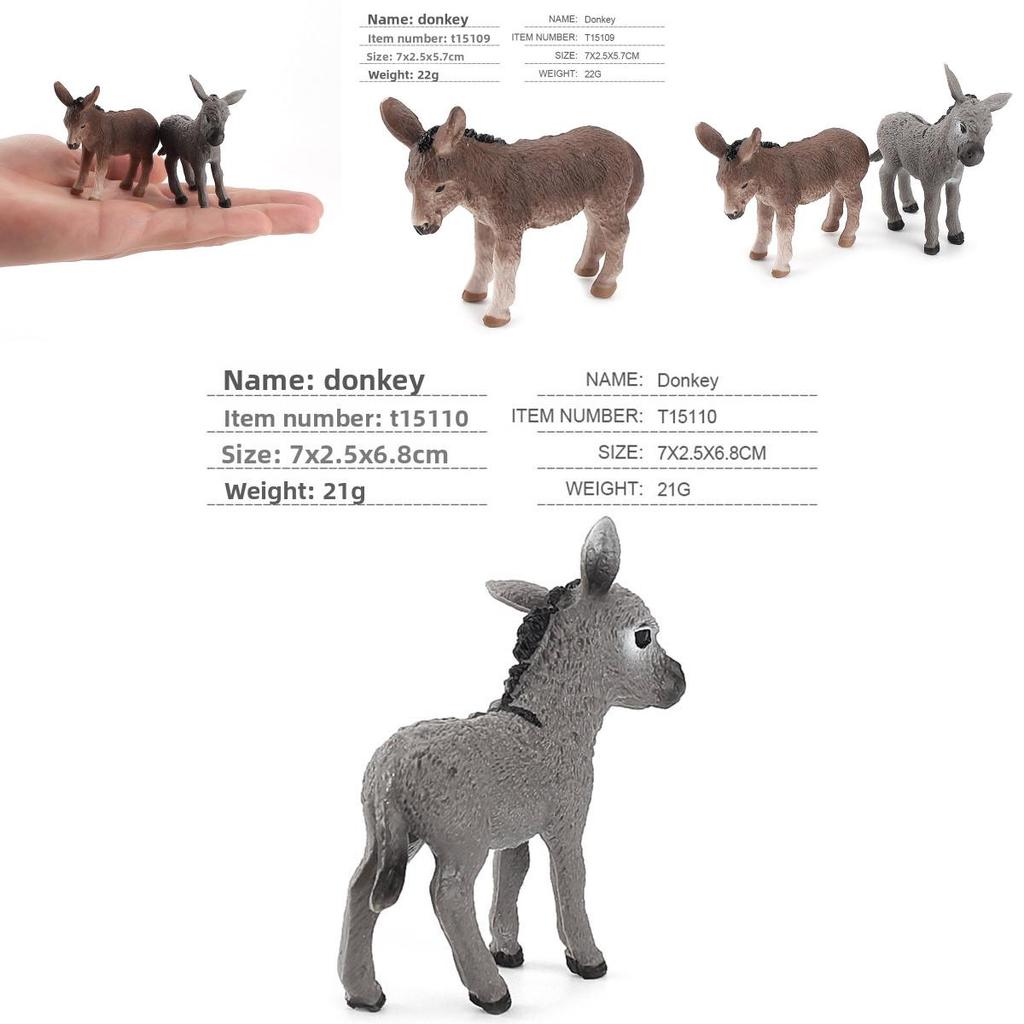 Realistic Animal Model For Children Pvc Mini Donkey Figurine Learning Toy