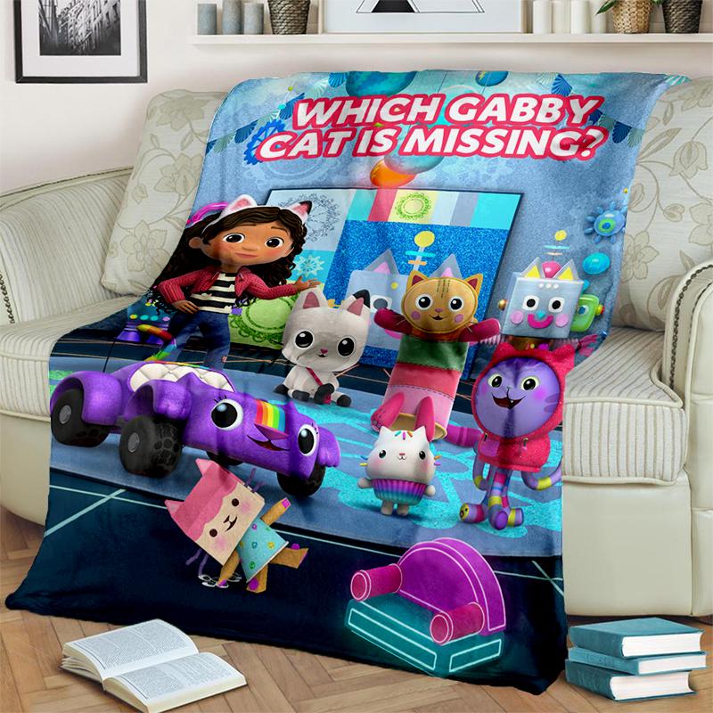3D Kawaii Gabbys Dollhouse Cartoon Girl Gift Blanket,Soft Throw Blanket for Home Bedroom Bed Sofa Travel Picnic Cover Kids