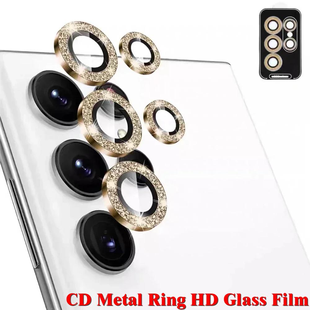 Glitter Camera Lens Protector Film For Samsung Galaxy S23 S24 S25 S26 Ultra Plus Full Cover Metal Ring Glass Lens Film