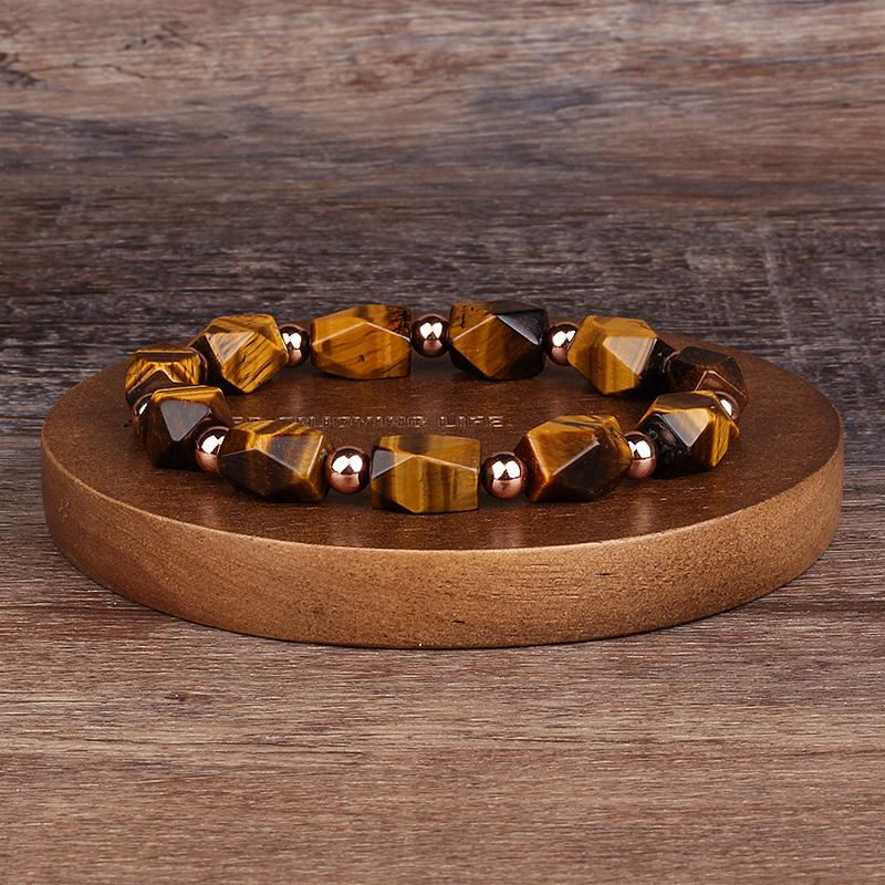 Natürlicher facettierter Tigeraugenstein Reiki-Armbänder Herren Mode Energie Hämatit-Perlen Armbänder für Frauen Seelen Schmuck Geschenk Pulsera