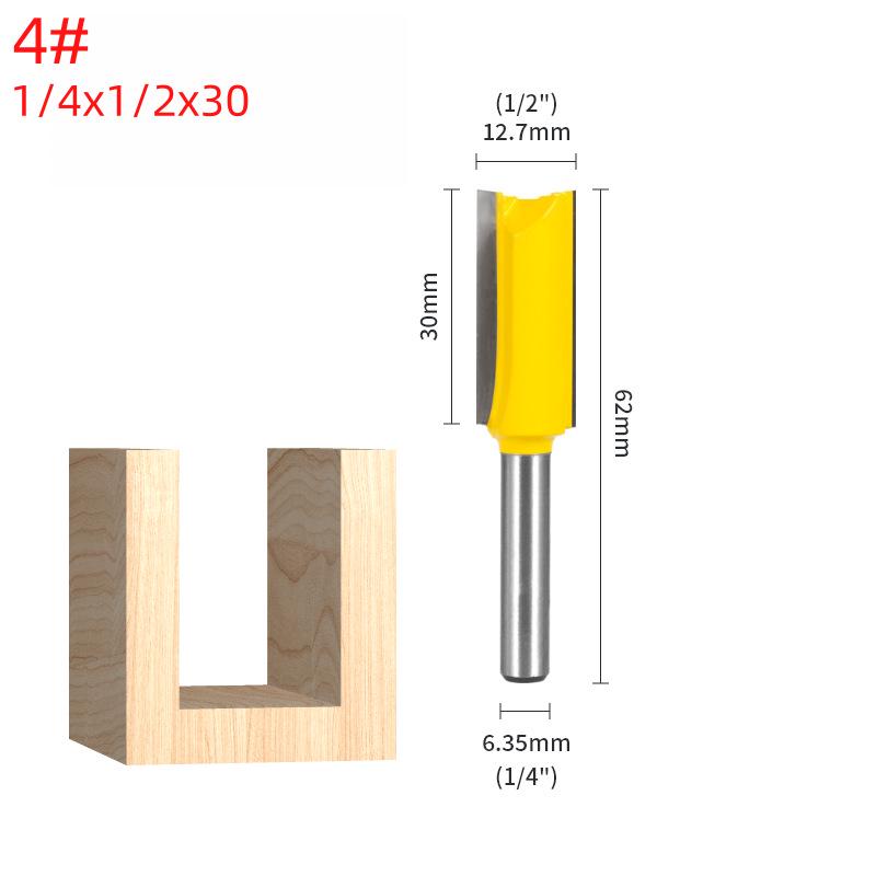 6-Piece Yellow Router Bit Set for Woodworking: Straight, Trimming, Grooving, and Engraving Bits
