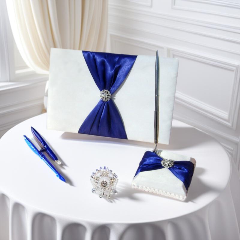 Vertical Flower Knot Guest Book & Pen Holder - European Style Retro Wedding Celebration Signature Book