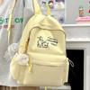 Schoolbag Korean Version Small Fresh Schoolbag Female Junior High School High School Student Printed Kitten College Student Backpack Ins Simple Back