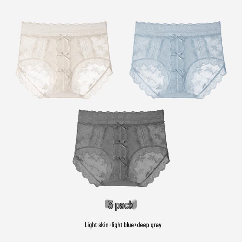 

Женские кружевные трусы-слипы со средней посадкой, дышащие (3-Pack) L