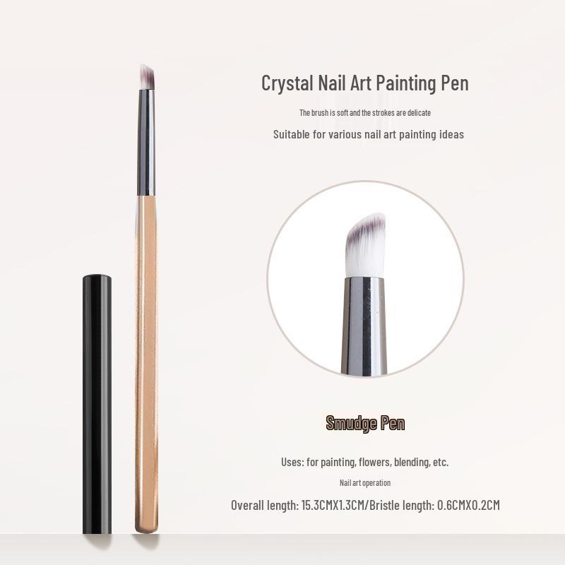 Translucent Brown Nail Art Brush Set: Flower and Gel Painting Brushes with Flat and Round Heads